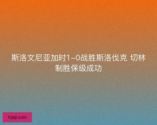斯洛文尼亚加时1-0战胜斯洛伐克 切林制胜保级成功
